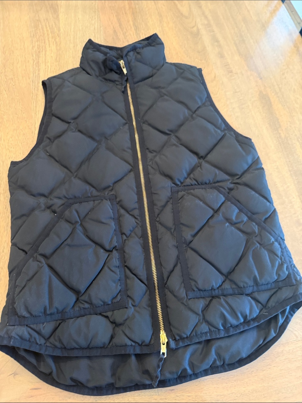 J. Crew Black Quilted Vest with Gold Zipper